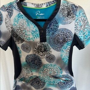 Premier Fitted Blue and Black Scrub Top